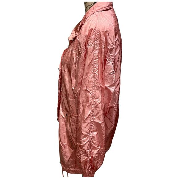 Vintage 80s Pink Seashell Grandma Oversized Windbreaker Sz M Shell Button - Picture 11 of 11